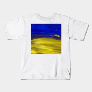 Yellow Navy Abstract Paint Art Kids T-Shirt